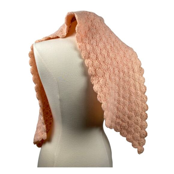 Knit or Crochet Scarf Twee Cottage Core Cozy Accent Scalloped Edge - Picture 5 of 10